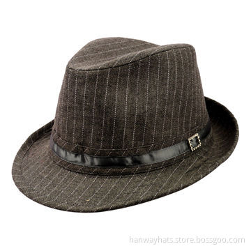 Stripe Men's Fedora Hat with PVC Trim